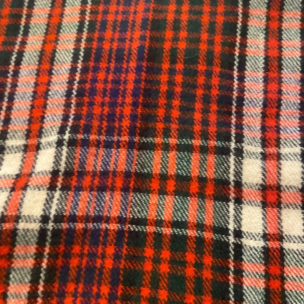 Red Black Tan & Cream Tartan Plaid Wool Scarf